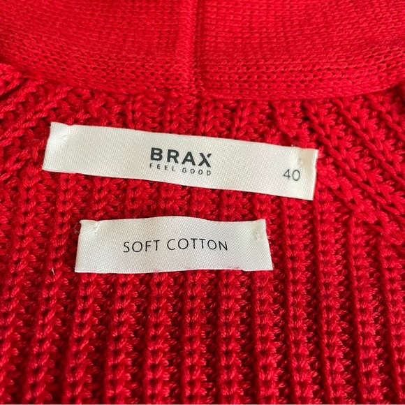 Brax Vibrant Red Cable Knit Women's Cardigan Size 40 or Large - Picture 9 of 14